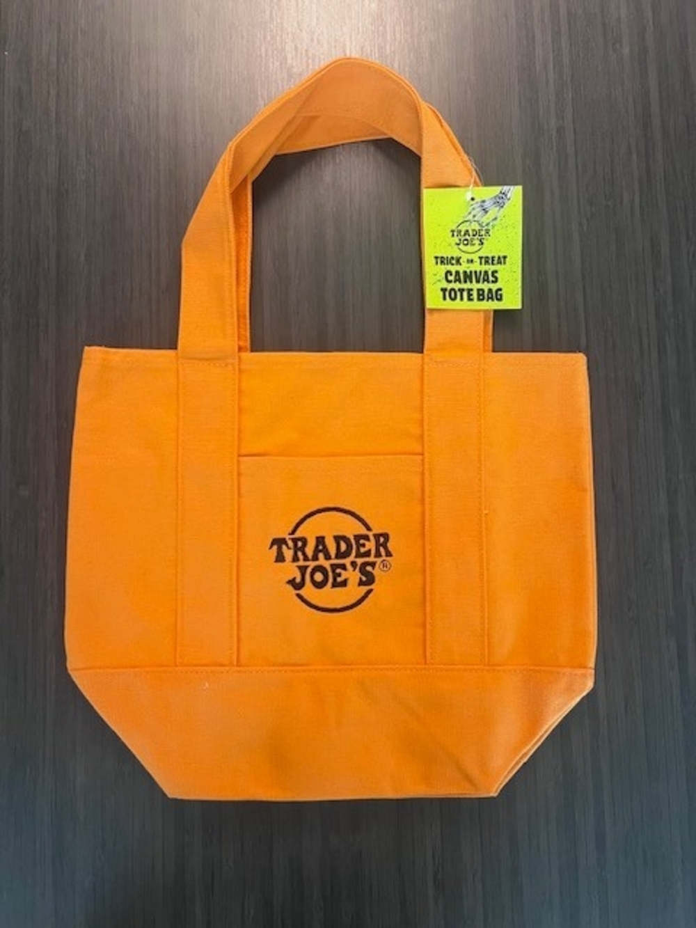 Viral Trader Joe's Halloween Pumpkin Orange Trick-or-Treat Mini Canvas Tote Bag
